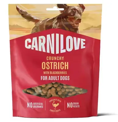 Productafbeelding van CARNILOVE Hondenkoekje, knapperige variant met struisvogel, 200 gram
