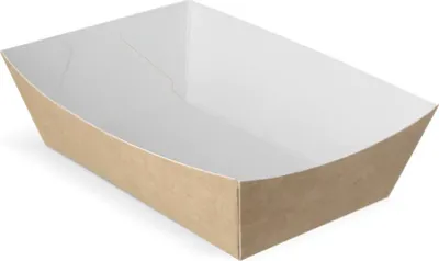 Immagine prodotto di Contenitori per patatine fritte A9 in cartoncino kraft / bianco, 4 confezioni da 100 pezzi