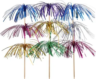Produktbild von 100 Deko-Picker 18 cm farbig sortiert "Feuerwerk" 3-lagig