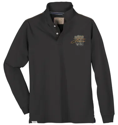 Produktbild von Redfield dunkelgraues Langarm-Poloshirt Übergrößen