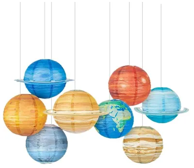 Productafbeelding van Papieren lantaarns - Planeetmotief - Decoratie voor ruimtes - Diameter 30 cm