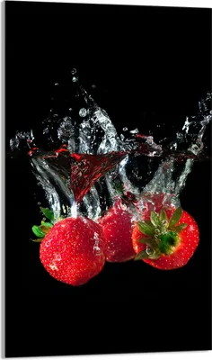 Produktbild von Herdabdeckplatte 30x52 Glaskeramikkochfeld Abdeckung Spritzschutz Glasplatte Deko Schneidebrett, Erdbeeren Schwarz