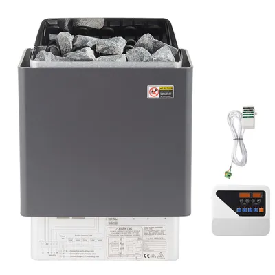 Image de SucceBuy Poêle à sauna électrique de 9KW avecexterne, acier inoxydable, pour une pièce de 9-13m3