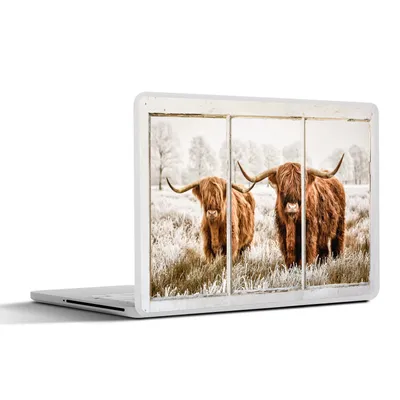 Produktbild von MuchoWow® Laptop Aufkleber Sticker Cover Scottish Highlander - Ansicht - Kuh 32.5x23.5 cm - Sticker für Laptop - Selbstklebend