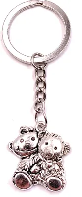Image de Onwomania Porte-clés Couple Teddy Amour Partenaire Pendentif métal Charm