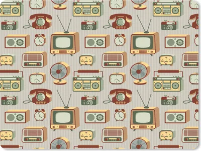 Produktbild von MuchoWow® Mauspad Mousepad Radio - Telefon - Retro - Muster 23x19 cm - Mousepads - Maus Mat - Pad - Mausunterlage - Schreibtischunterlage - Mauspad