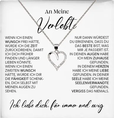 Produktbild von 22Feels Verlobung Geschenk Frauen Herz Halskette mit Karte Ich Liebe Dich Verlobte Valentinstag Hochzeitsplanung Jahrestag (Damen Silber 925/000 Schmuck)