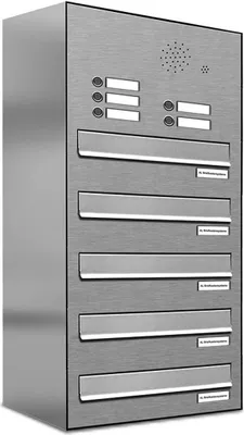Produktbild von 5er V2A Edelstahl Briefkastenanlage für Tür- Zaundurchwurf Klingel
