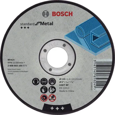 Image de Disque à tronçonner BOSCH à moyeu plat Standard Pour le Métal 125X2.5 MM - 2608603166