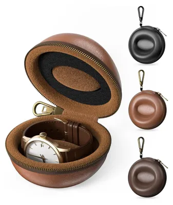 Image de Étui à montre - Étui de voyage - Coque rigide - Marron - Jusqu'à 50 mm