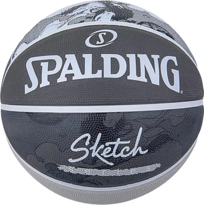 Produktbild von Spalding Basketball Sketch Jump Größe 7 – Outdoor Basketball grau/beige, robuste Gummihülle, strukturierte Oberfläche, optimaler Grip & Ballkontrolle, langlebig für Asphalt & Beton