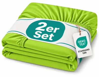 Produktbild von Topper Jersey Spannbettlaken Doppelpack 90 x 190 - 100 x 200 cm Apfelgrün