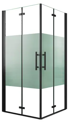Produktbild von Duschspa Eckdusche 120x100x195cm Schwarz Teilsatiniert Falttür Duschkabinen 6mm NANO ESG-glas Pendeltür Duschtür