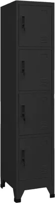 Produktbild von Fächerschrank Schließfachschrank Wertfachschrank Schließfachschrank mit 4 Fächern Metallspind Schwarz 38x45x180 cm Stahl Metallschrank Spind Schließfächer Kleiderschrank