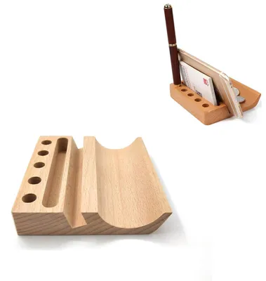 Produktbild von Multifunktionaler Schreibtisch-Organizer aus Holz mit Stifthalter, Telefonhalterung und Visitenkartenhalterung für Homeoffice und Arbeitszimmer