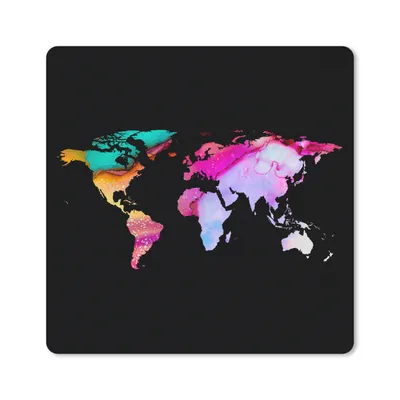 Produktbild von MuchoWow® Mauspad Mousepad Weltkarte - Farben - Farbe 30x30 cm - Mousepads - Maus Mat - Pad - Mausunterlage - Gaming
