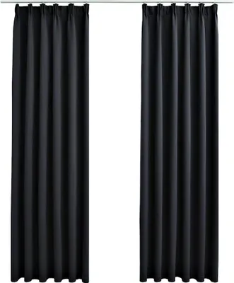 Obrázok produktu pre vidaXL zatemňovacie závesy s háčikmi 2 ks čierne 140x245cm