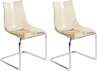 Produktbild von BELIANI Esszimmerstuhl 2er Set Transparent Orange aus Kunststoff Freischwinger Durchsichtig Modernes Design Plastikstühle Esszimmer Küche