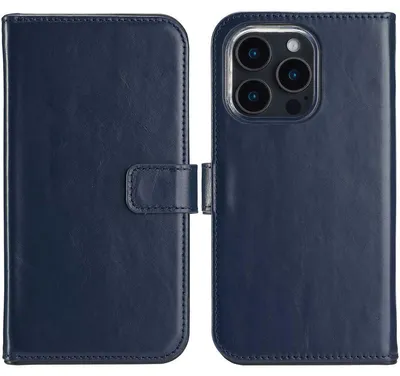 Imagen del producto de Funda de Cuero Auténtico tipo Libro para Apple iPhone 16 Pro Max - Azul