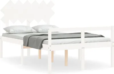 Produktbild von vidaXL Seniorenbett mit Kopfteil Weiß Massivholz