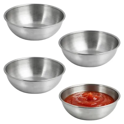 Image de Petits bols à sauce en acier inoxydable - Lot de 4 - Diamètre : 8,6 cm - Couleur argentée