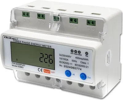 Produktbild von Qoltec Dreiphasiger elektronischer Zähler | DIN-Schienen-Energiezähler | WLAN | TUYA | 400 V | LCD