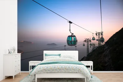 Produktbild von MuchoWow® Fototapete für Wohnzimmer oder Schlafzimmer Wandtapete Vinyl Motivtapete Seilbahnfahrt in den Sonnenuntergang - 420x280 cm - Zimmer für Kinder
