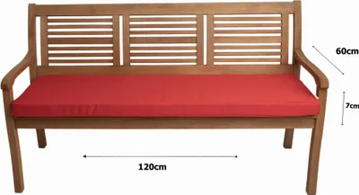 Produktbild von Bankkissen 120×60×7 cm Rot – Sitzkissen für Gartenbank mit abnehmbarem Bezug, bequemes Polster für Outdoor & Terrasse