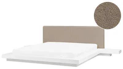 Zdjęcie produktu dla BELIANI Łóżko wodne ze stelażem i akcesoriami biały MDF boucle 180 x 200 cm styl orientalny