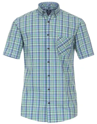 Productafbeelding van REDMOND T-shirt met korte mouwen, borstzak, groen geruit, model "L Comfort Fit"