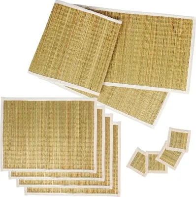 Produktbild von Tischsets aus gerolltem Gras, 9 Stück