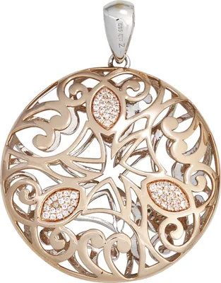 Produktbild von JOBO Anhänger rund 585 Gold Rotgold Weißgold bicolor 108 Diamanten Brillanten