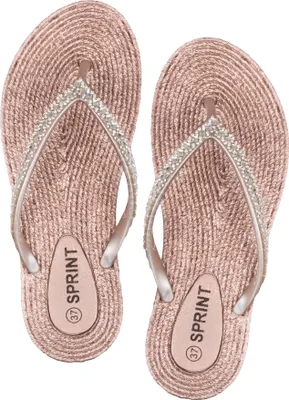 Produktbild von Damen Zehentrenner  Pantolette  Sommer Beach  Strasssteine, altrosa, Gr. 37