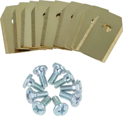 Produktbild von vhbw 9x Ersatz-Messer kompatibel mit Telsing 1000, 1500, 2500 Rasenmäher - Ersatzklinge Silber Gold, Titan-Apatit