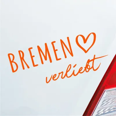 Produktbild von Auto Aufkleber Bremen verliebt Herz Stadt Heimat Liebe Car 19x8 cm Orange Sticker Heckscheibenaufkleber