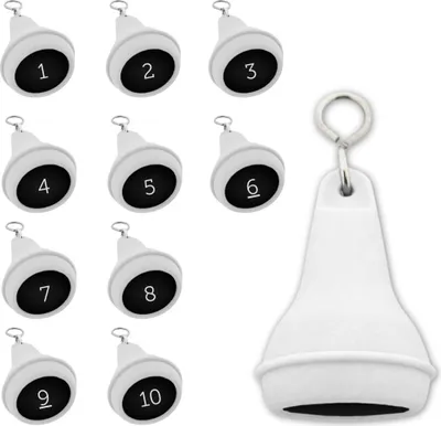 Produktbild von CombiCraft Mayfair Schlüsselanhänger Weiß 70x40 mm - 10er Pack mit den gravierten Zahlen 1-10