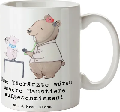 Produktbild von Mr. & Mrs. Panda Kaffeetasse Tierarzt Helden - Weiß - Geschenk, Kaffeebecher, cappuccinotasse, Einfühlungsvermögen, Keramiktasse, Tasse, Geschenke mit Herz, Beruf, Hunde