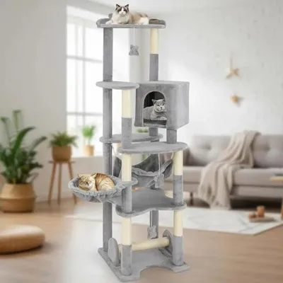 Obrázek produktu pro Vícepatrový kočičí strom s horní plošinou a pelíškem