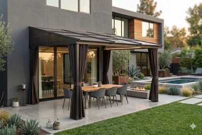 Produktbild von Pavillon Gartenpavillon 3x3,6m Karoom anthrazit aus Aluminium Schiebedach