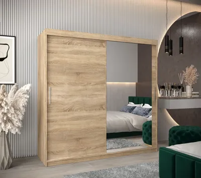 Produktbild von Schwebetürenschrank mit einer Breite von 200 cm TIMEA 2 – Eiche Sonoma
