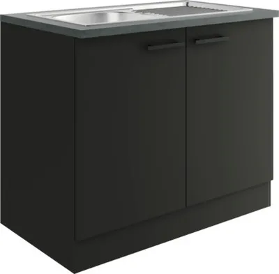 Produktbild von Optifit Spülenschrank inkl Spüle Madrid420 BxTxH 100 x 60 x 84,8 cm anthrazit matt zerlegt KUMA SAPL106-9+