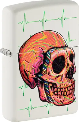 Immagine prodotto di Accendino Zippo Storm - Teschio Cyberpunk - Cromo spazzolato, emblema - Ricaricabile a vita - Confezione regalo - Metallo - USA