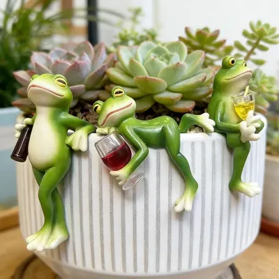 Produktbild von Set aus 3 Frosch-Blumentopfaufhängern für Gartendekoration