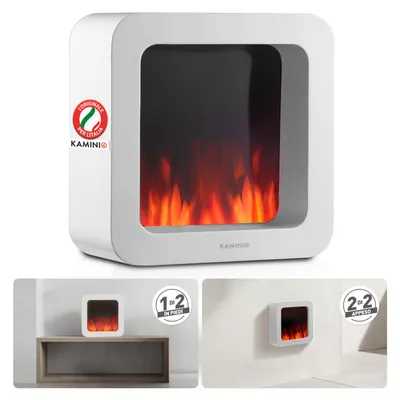 Immagine prodotto di KAMINIO Camino da tavolo elettrico MIA L - Camino da tavolo elettrico decorativo con effetto fiamma 3D, dotato di batteria a lunga durata per un utilizzo portatile - Bianco