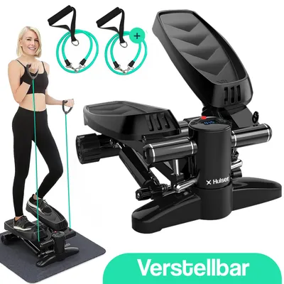 Produktbild von Hulser Stepper mit display - Einstellbarer Widerstand - Mit Widerstandsbändern - Fitnessgeräte für Zuhause - Für Kardio- und Krafttraining