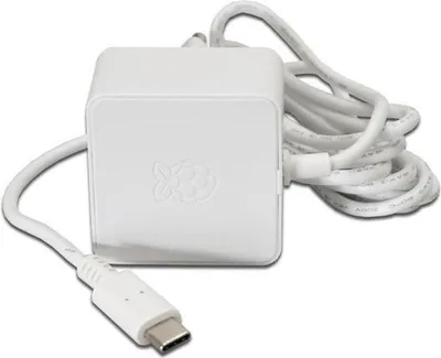 Imagen del producto de Fuente de alimentación original para Raspberry Pi 4, con conector USB-C, 5.1V, 3A, color blanco