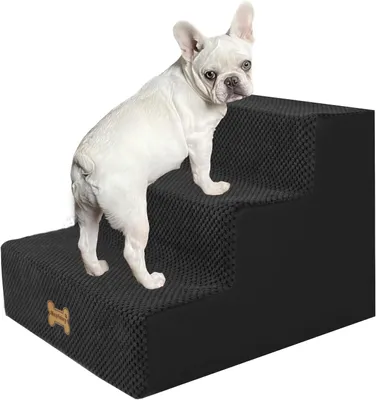 Produktbild von Hundetreppe 3 Stufen, für Bett, Antirutsch Schaumstoff, abnehmbarer Bezug