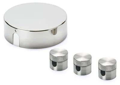 Zdjęcie produktu dla Puszka rozdzielcza zawieszenia sufitowego - Zestaw z 3 kołkami - Ø 70 mm - Chrom - do przewodu lampy i rozety sufitowej