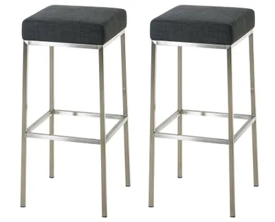 Produktbild von 2er Set Barhocker Montreal 80 Stoff edelstahl dunkelgrau