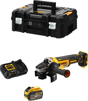 Zdjęcie produktu dla Szlifierka kątowa DeWALT DCG418X1 FlexVolt (1 akumulator 54 V/18 V 9,0 Ah + DCB116 + TSTAK II)